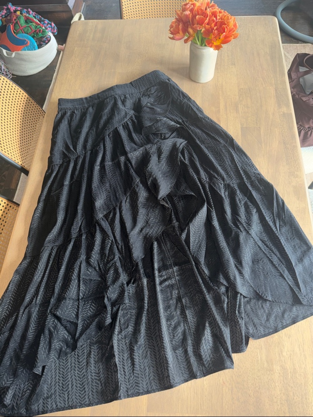 Black Tiered Maxi Skirt - Women